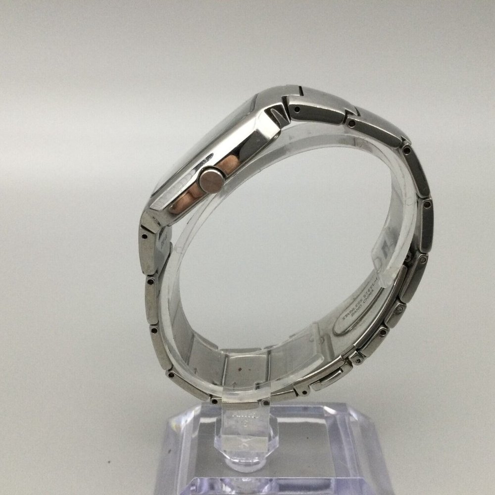 Seiko Watch Men Silver Tone Date 50M Recangle Dial 7N32-0AL0 New Battery 6.75" - Picture 3 of 11